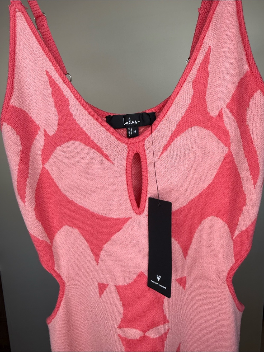 Lulu's Two-Tone Pink Floral Cutout Midi Dress - Picture 14 of 15